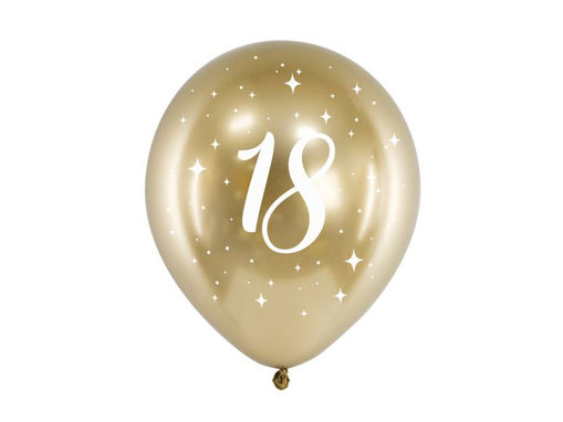 Picture of LATEX BALLOONS 18TH BIRTHDAY CHROME GOLD 12 INCH - 6 PACK